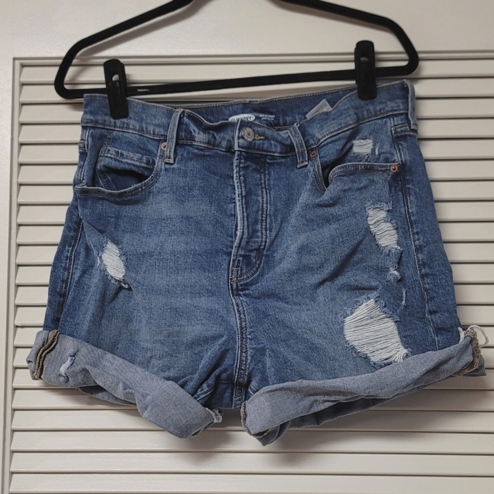 Old Navy - (Plus-Size) Sky-Hi Distressed Extra High Rise Shorts With Pockets